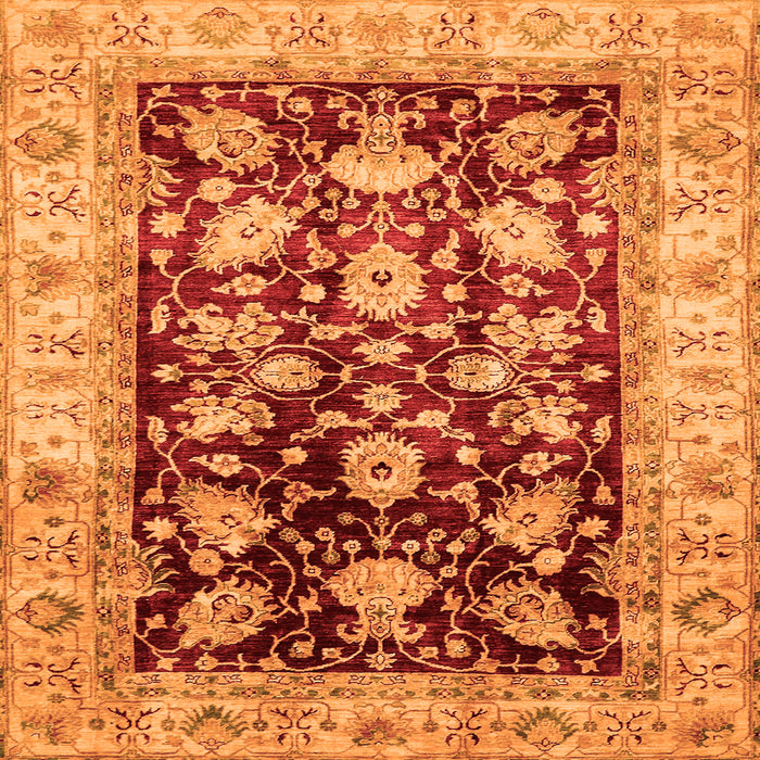 Square Oriental Orange Traditional Rug, abs733org