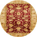 Round Abstract Red Oriental Rug, abs733