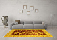 Machine Washable Oriental Yellow Traditional Rug, wshabs733yw