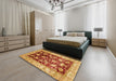 Abstract Red Oriental Rug in a Bedroom, abs733