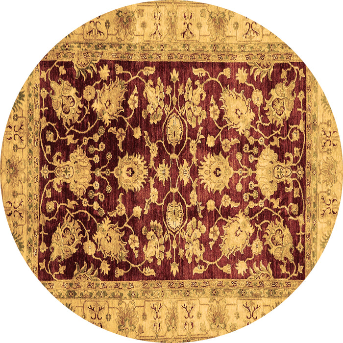 Round Machine Washable Oriental Brown Traditional Rug, wshabs733brn