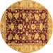 Round Machine Washable Oriental Brown Traditional Rug, wshabs733brn