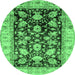 Round Oriental Emerald Green Traditional Rug, abs733emgrn