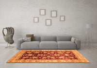 Machine Washable Oriental Orange Traditional Rug, wshabs733org