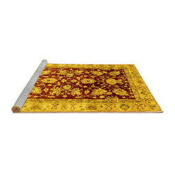 Sideview of Machine Washable Oriental Yellow Traditional Rug, wshabs733yw