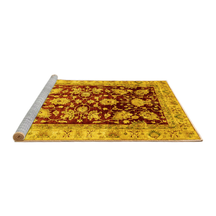 Sideview of Machine Washable Oriental Yellow Traditional Rug, wshabs733yw