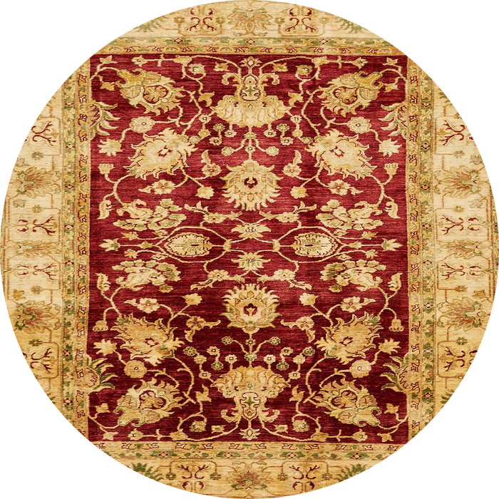 Round Machine Washable Abstract Red Rug, wshabs733