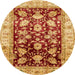 Round Machine Washable Abstract Red Rug, wshabs733