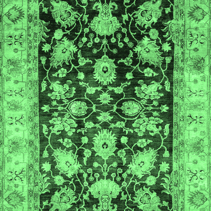 Machine Washable Oriental Emerald Green Traditional Area Rugs, wshabs733emgrn
