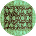 Round Oriental Turquoise Traditional Rug, abs733turq