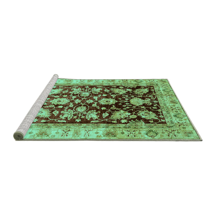 Sideview of Machine Washable Oriental Turquoise Traditional Area Rugs, wshabs733turq