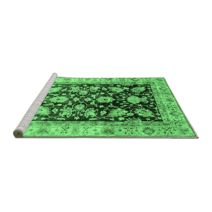 Sideview of Machine Washable Oriental Emerald Green Traditional Area Rugs, wshabs733emgrn