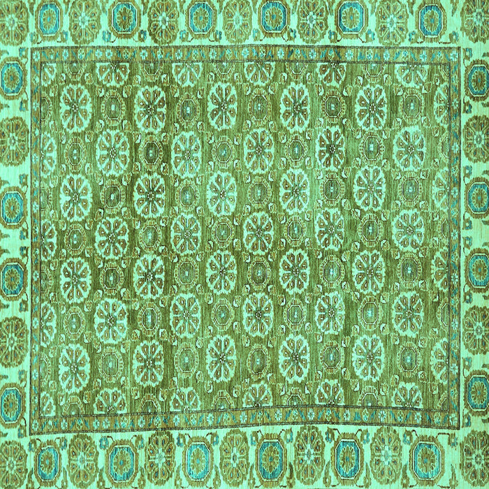 Square Machine Washable Oriental Turquoise Traditional Area Rugs, wshabs734turq