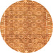 Round Oriental Orange Traditional Rug, abs734org