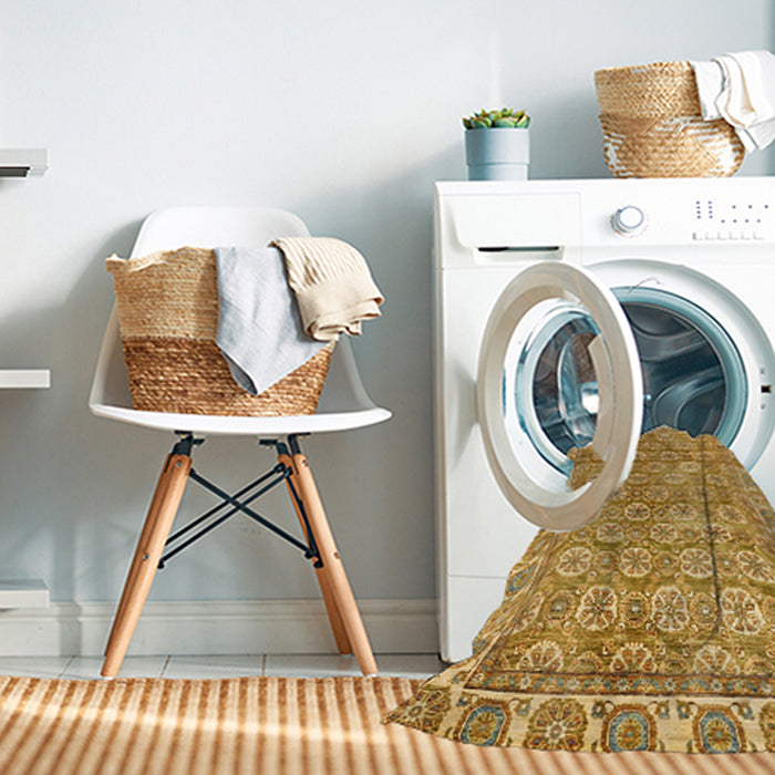 Machine Washable Abstract Orange Rug in a Washing Machine, wshabs734