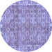 Round Oriental Blue Traditional Rug, abs734blu