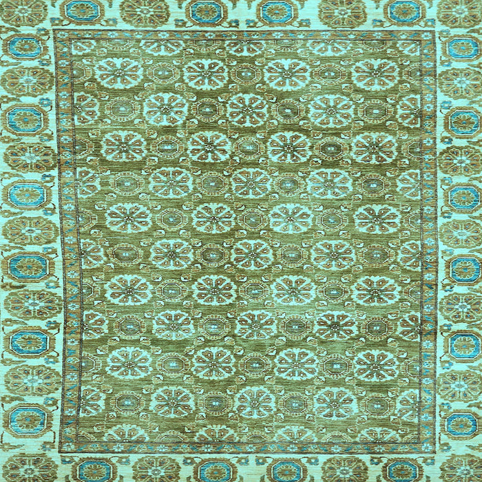 Square Machine Washable Oriental Light Blue Traditional Rug, wshabs734lblu