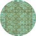 Round Oriental Light Blue Traditional Rug, abs734lblu