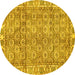 Round Oriental Yellow Traditional Rug, abs734yw