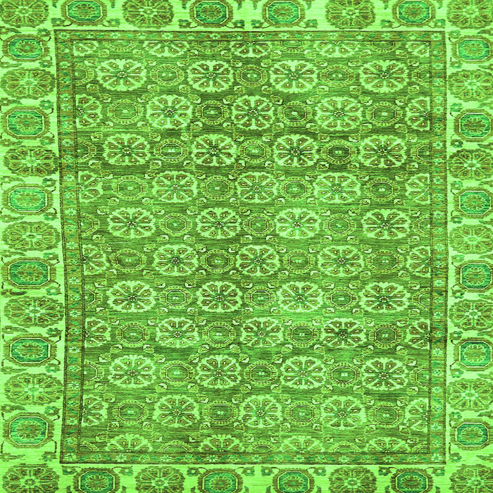 Square Oriental Green Traditional Rug, abs734grn