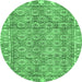 Round Oriental Emerald Green Traditional Rug, abs734emgrn