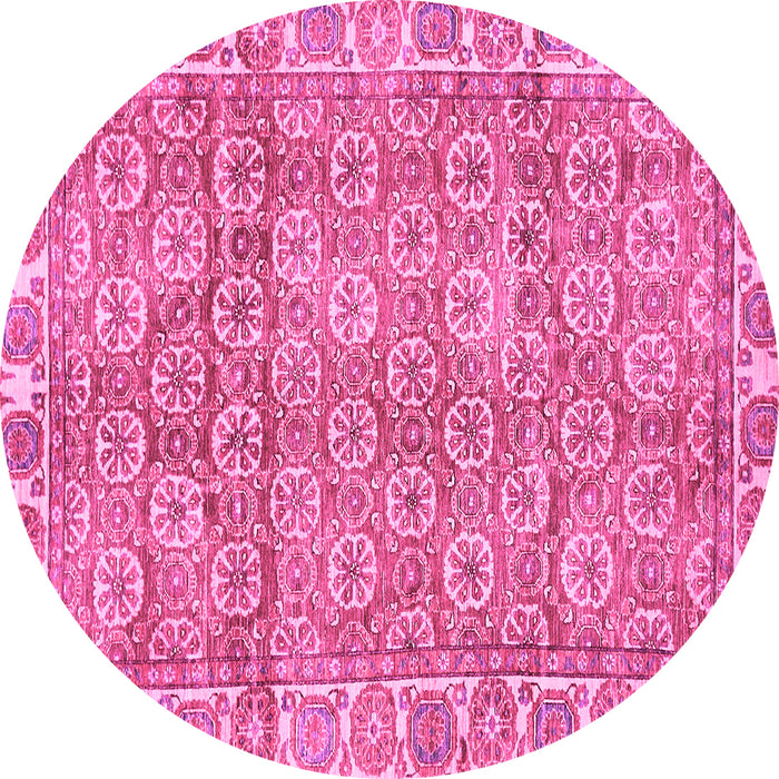 Round Oriental Pink Traditional Rug, abs734pnk