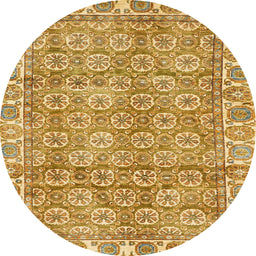 Round Abstract Orange Oriental Rug, abs734