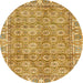 Round Abstract Orange Oriental Rug, abs734