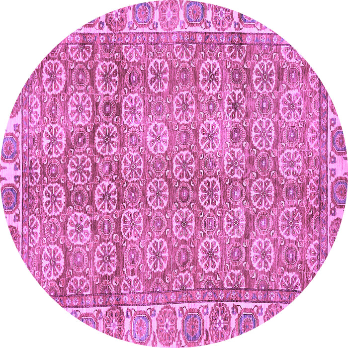 Round Machine Washable Oriental Purple Traditional Area Rugs, wshabs734pur