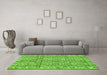 Machine Washable Oriental Green Traditional Area Rugs in a Living Room,, wshabs734grn