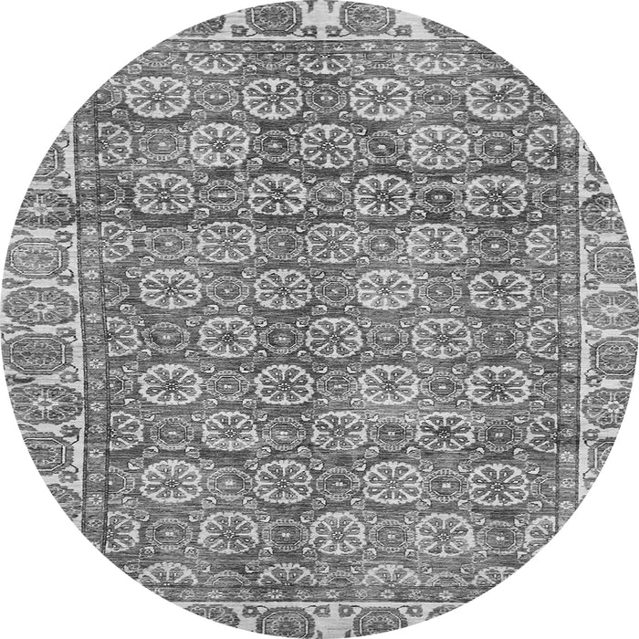 Round Machine Washable Oriental Gray Traditional Rug, wshabs734gry