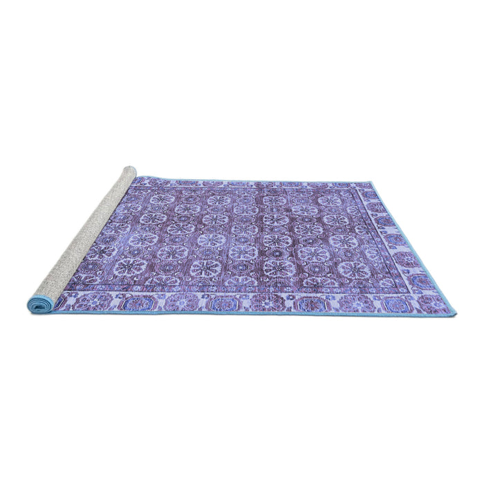 Sideview of Machine Washable Oriental Blue Traditional Rug, wshabs734blu