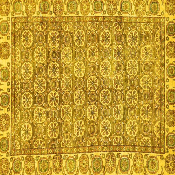 Square Machine Washable Oriental Yellow Traditional Rug, wshabs734yw
