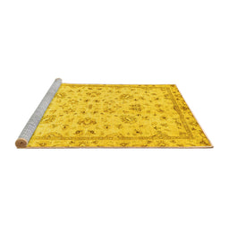 Sideview of Machine Washable Oriental Yellow Traditional Rug, wshabs735yw