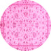 Round Oriental Pink Traditional Rug, abs735pnk