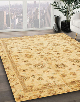 Machine Washable Abstract Yellow Rug in a Family Room, wshabs735
