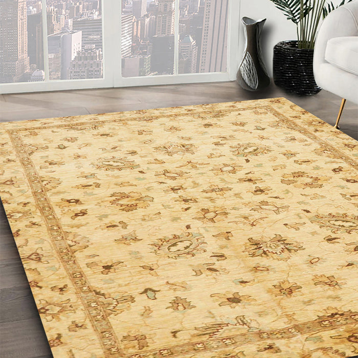 Machine Washable Abstract Yellow Rug in a Family Room, wshabs735