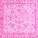 Square Machine Washable Oriental Pink Traditional Rug, wshabs735pnk