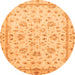 Round Oriental Orange Traditional Rug, abs735org