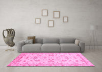 Machine Washable Oriental Pink Traditional Rug, wshabs735pnk