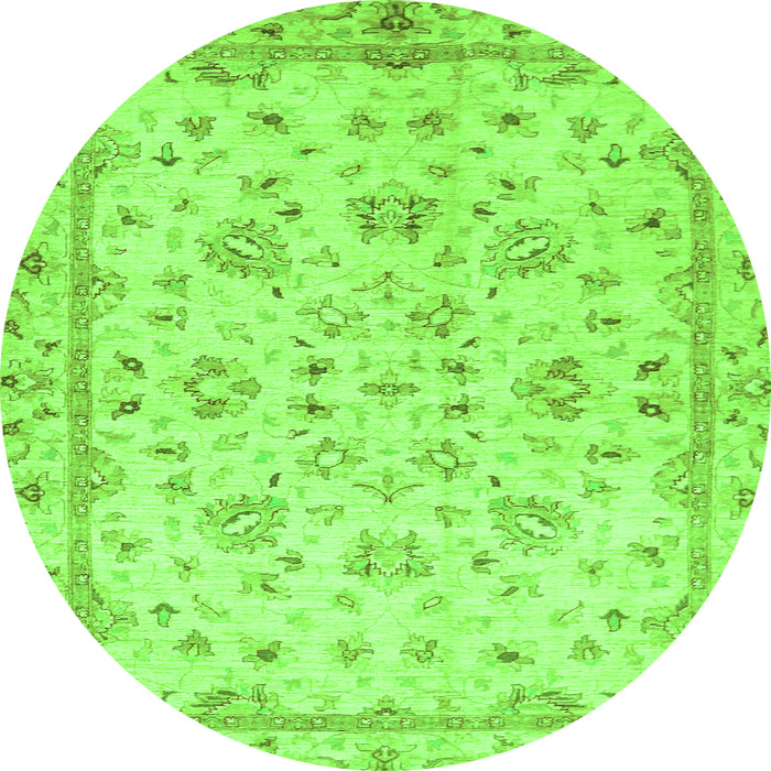 Round Machine Washable Oriental Green Traditional Area Rugs, wshabs735grn