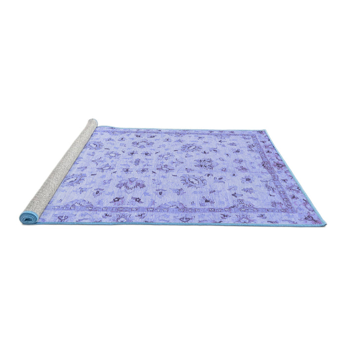 Sideview of Machine Washable Oriental Blue Traditional Rug, wshabs735blu