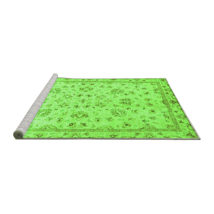 Sideview of Machine Washable Oriental Green Traditional Area Rugs, wshabs735grn