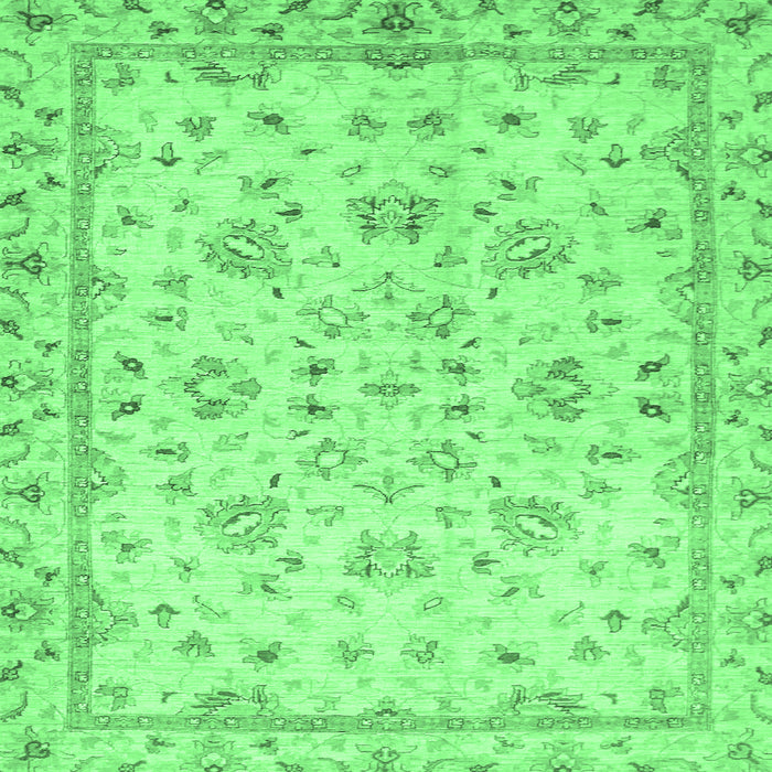 Square Machine Washable Oriental Emerald Green Traditional Area Rugs, wshabs735emgrn