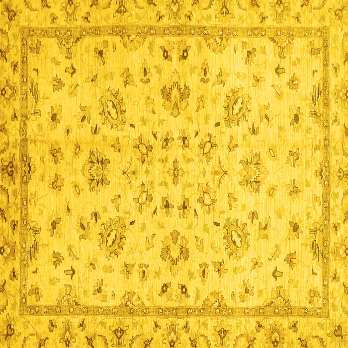 Square Oriental Yellow Traditional Rug, abs735yw