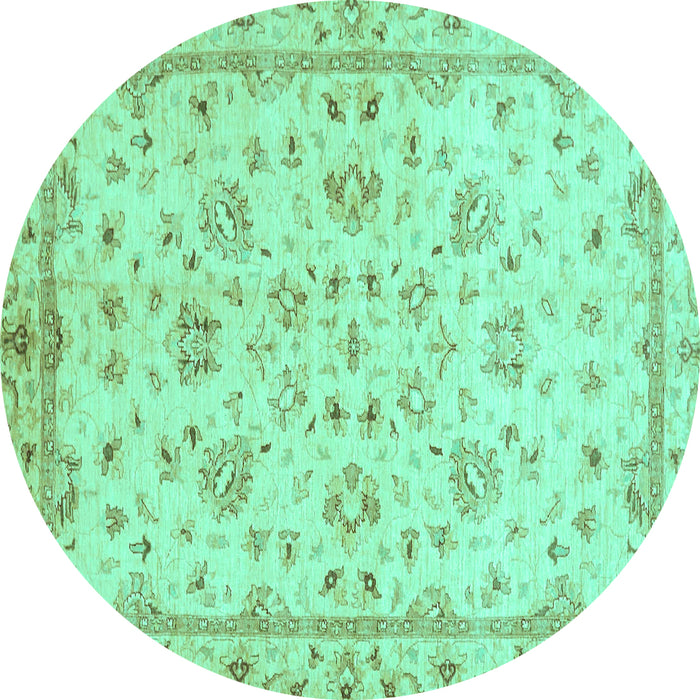 Round Oriental Turquoise Traditional Rug, abs735turq