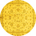 Round Oriental Yellow Traditional Rug, abs735yw