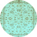 Round Oriental Light Blue Traditional Rug, abs735lblu