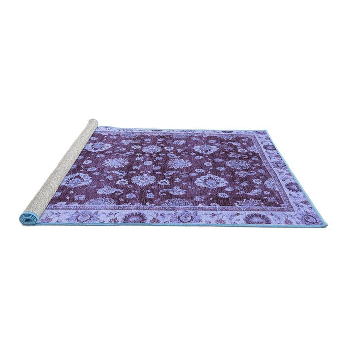 Sideview of Machine Washable Oriental Blue Traditional Rug, wshabs736blu