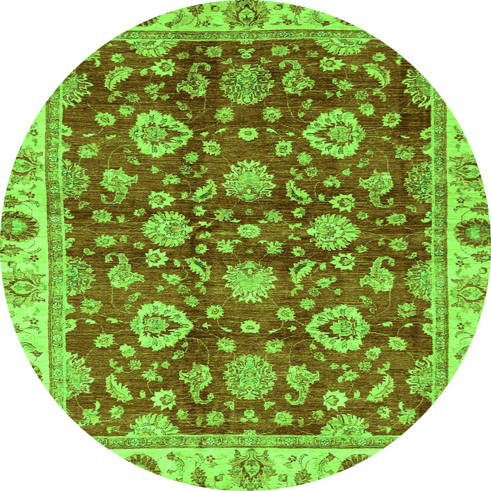 Round Oriental Green Traditional Rug, abs736grn